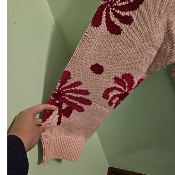 NWT! FOR DAYS Oversized Floral Crew Sweater in Light Pink Floral Organic Cotton - Picture 8 of 11